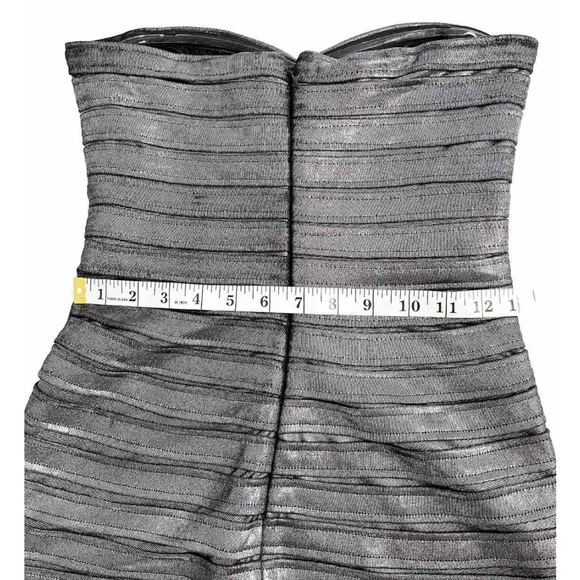 BCBGMAXAZRIA Metallic Silver Bandage Strapless Mini Dress XS Bodycon Party - Picture 8 of 10